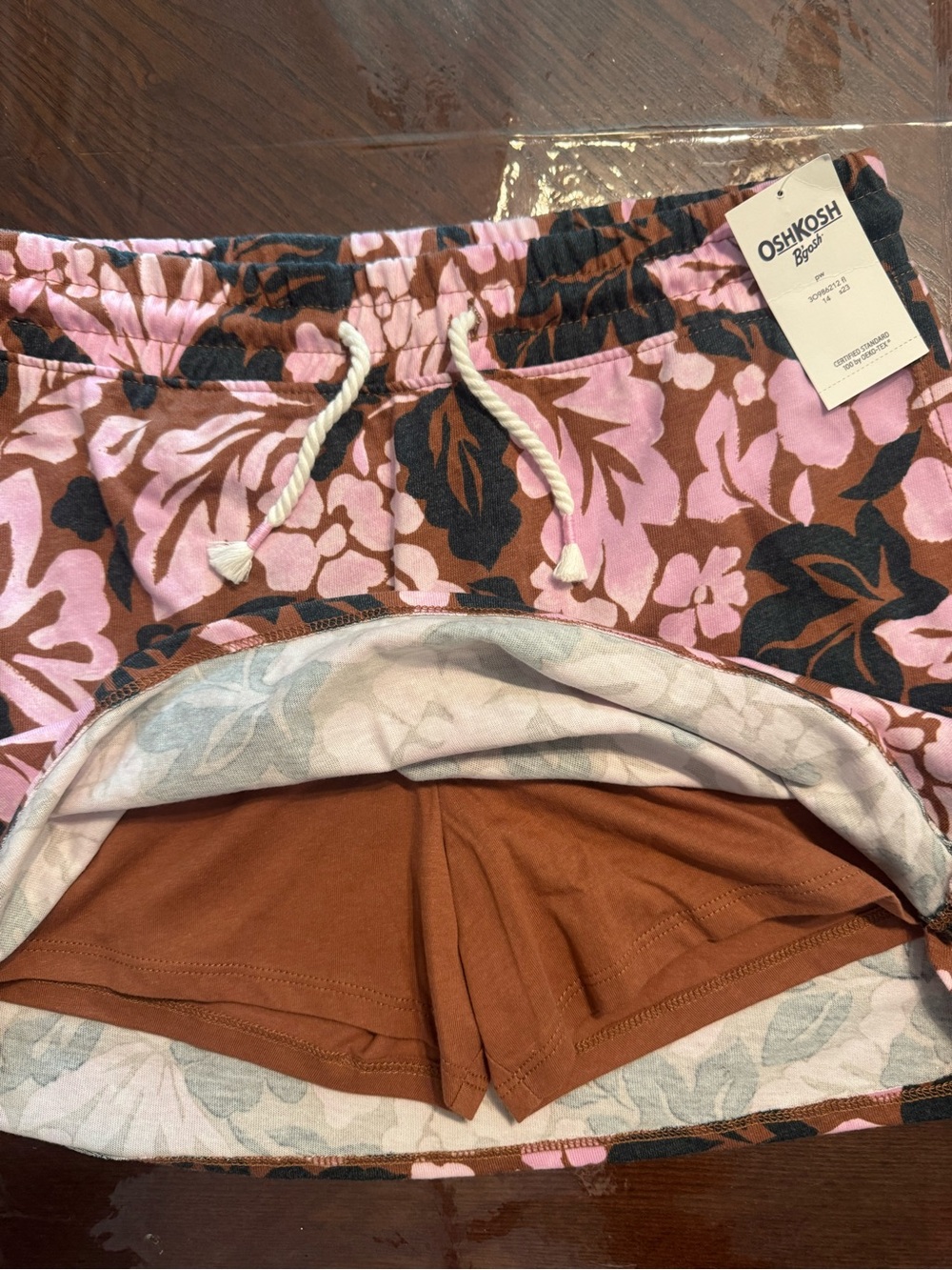 OshKosh B'gosh Pink, Brown & Black Floral Skirt - Picture 2 of 4